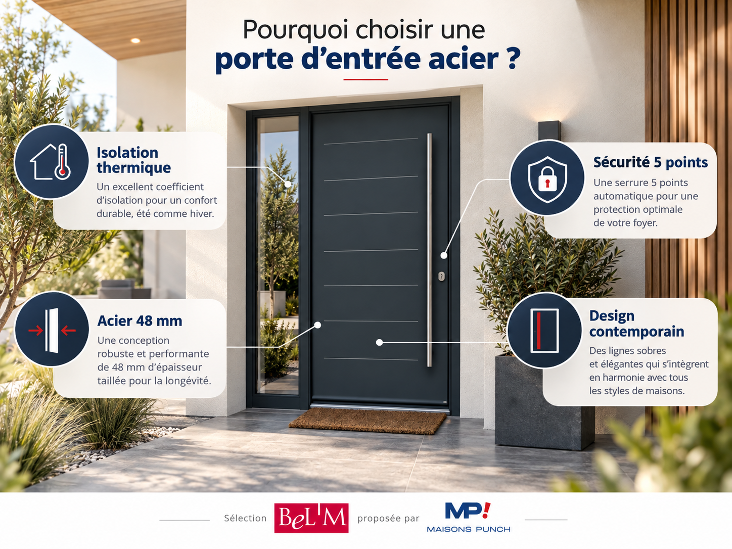 Quelle porte d’entrée choisir pour une maison neuve ? Les modèles Maisons Punch Image ChatGPT 28 sept. 2026 13 54 41